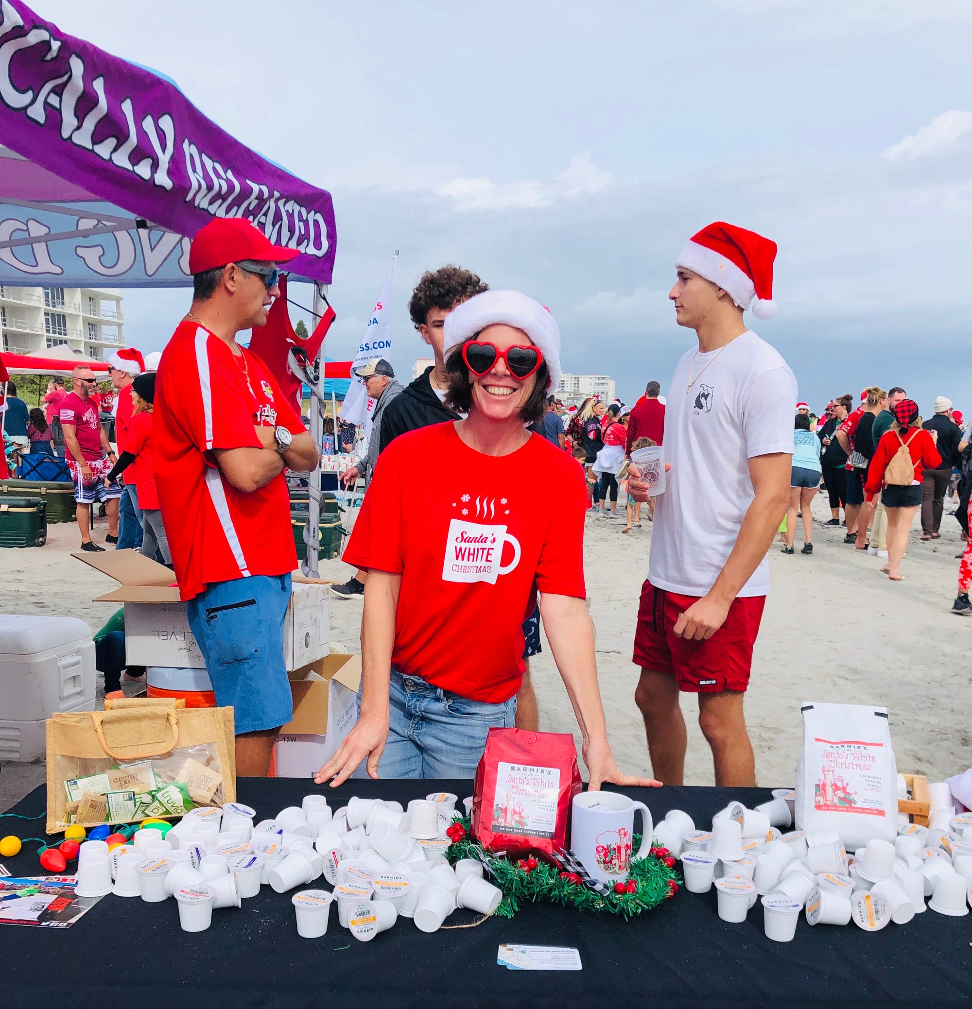 Surfing Santas Event in Cocoa Beach features Barnie's Santa's White Christmas Cold Brew